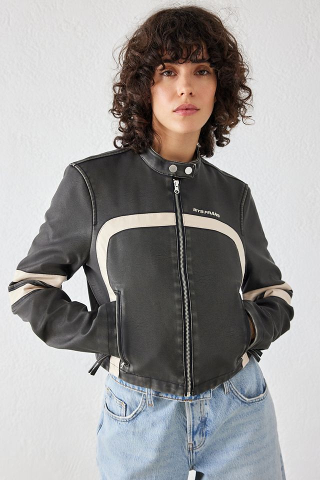 iets frans... Jessy Faux Leather Cropped Motocross Jacket  #2