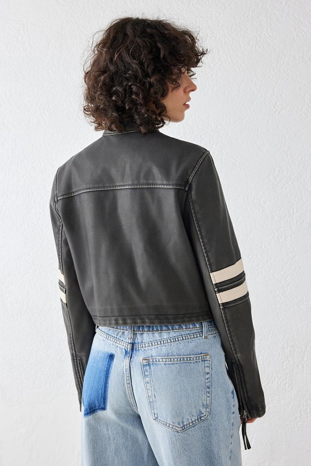 iets frans... Jessy Faux Leather Cropped Motocross Jacket  #3