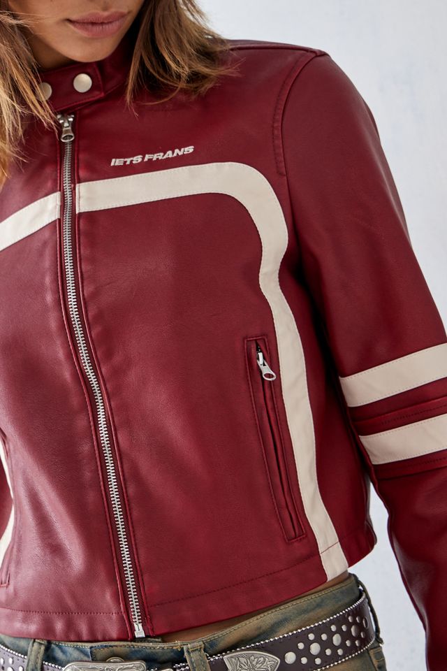 iets frans... Jessy Faux Leather Cropped Motocross Jacket  #2