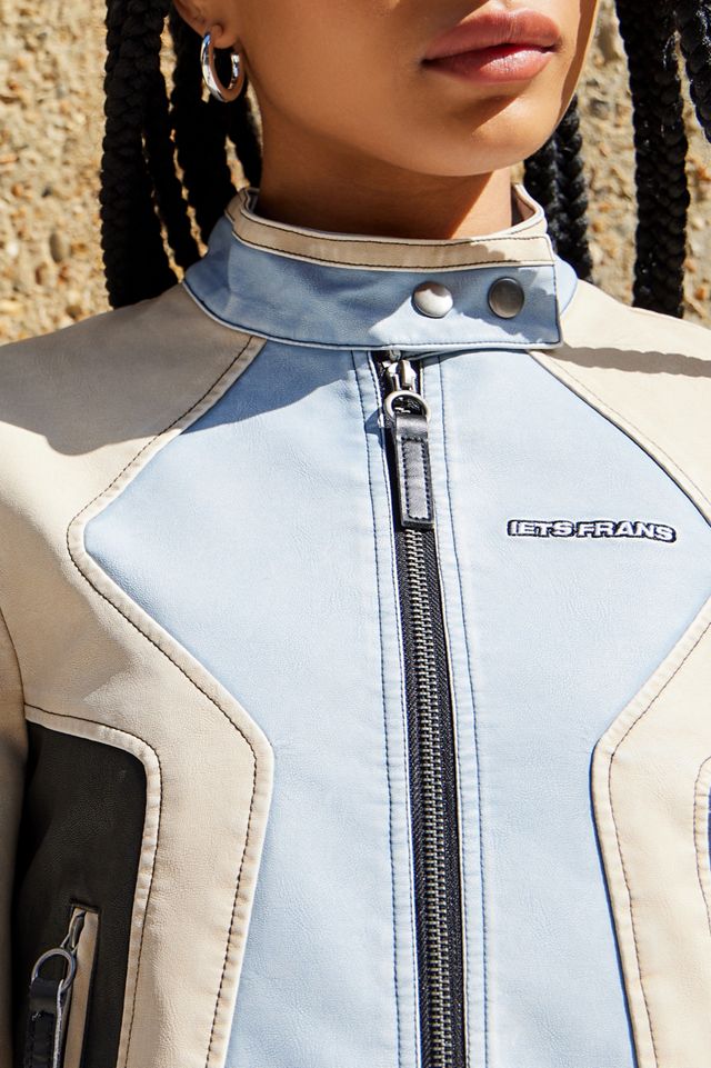 iets frans... Faux Leather Panelled Motocross Jacket  #3