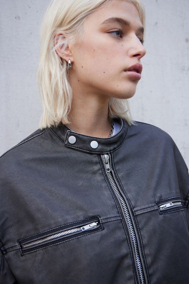 Veste de motard surdimensionnée en simili cuir BDG Bobby #3