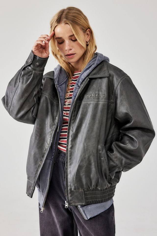 BDG Billy Faux Leather Bomber Jacket Urban Outfitters UK