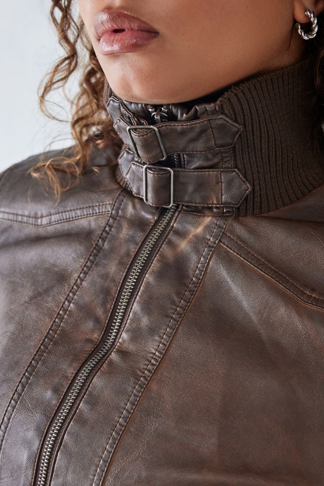 BDG Faux Leather Ribbed Sleeve Jacket  #6