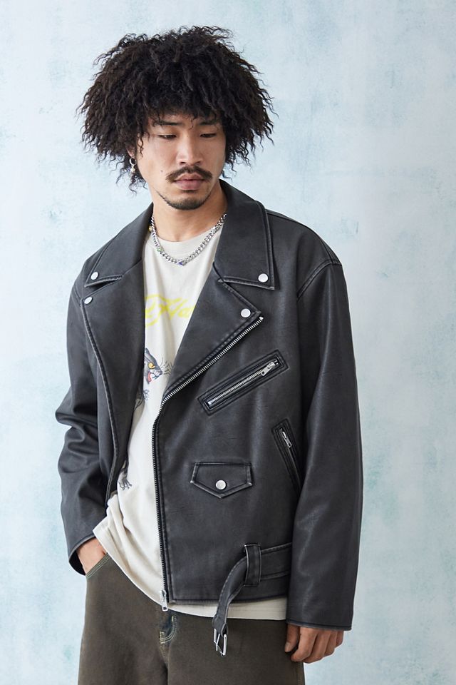 UO Faux Leather Oversized Biker Jacket #4