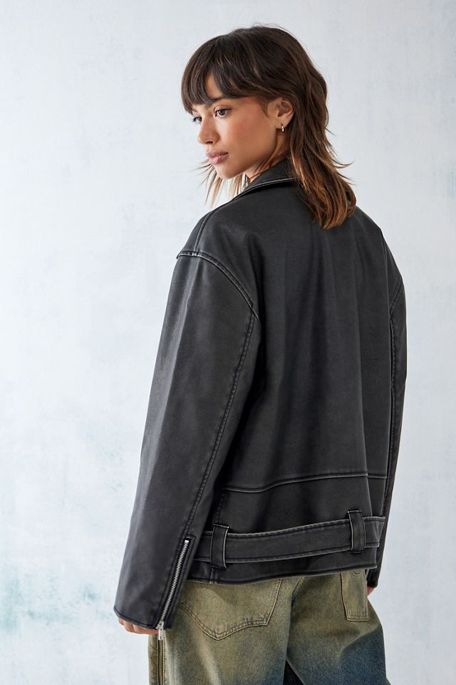 UO Faux Leather Oversized Biker Jacket #3
