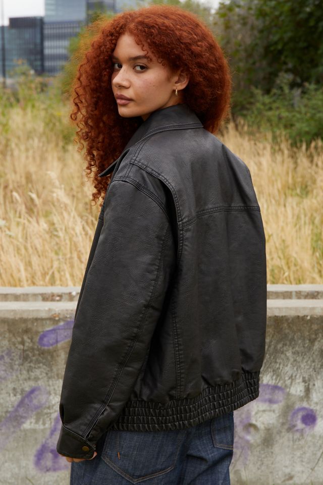 BDG Billy Faux Leather Bomber Jacket #1