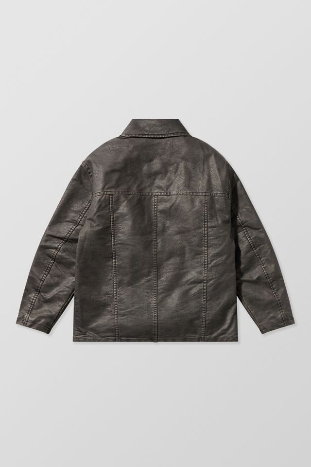 BDG Dex Brown Faux Leather Padded Workwear Jacket #8