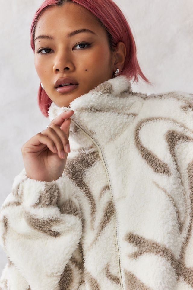 UO Olivia Zip-Through Sherpa Swirl Jacket  #1