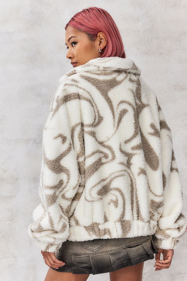 UO Olivia Zip-Through Sherpa Swirl Jacket  #2