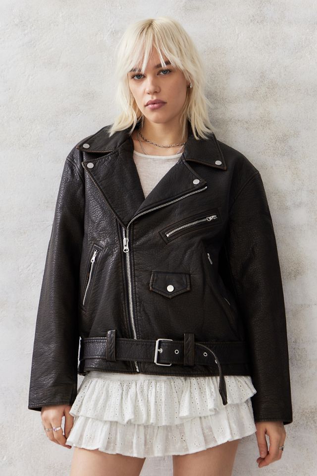 BDG Giacca da motociclista oversize in finta pelle #3