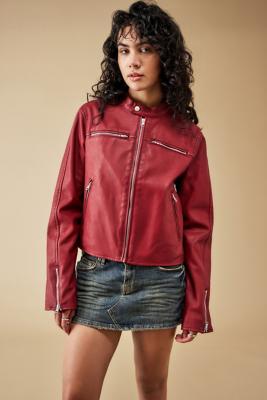 BDG Bob Red Faux Leather Jacket Urban Outfitters UK