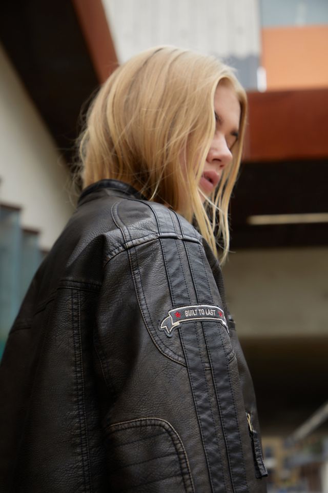 BDG Distressed Faux Leather Motocross Jacket  #3