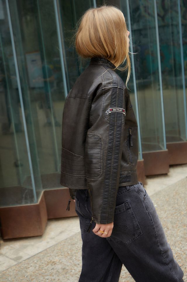 BDG Distressed Faux Leather Motocross Jacket  #4