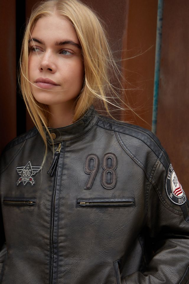 BDG Distressed Faux Leather Motocross Jacket  #5