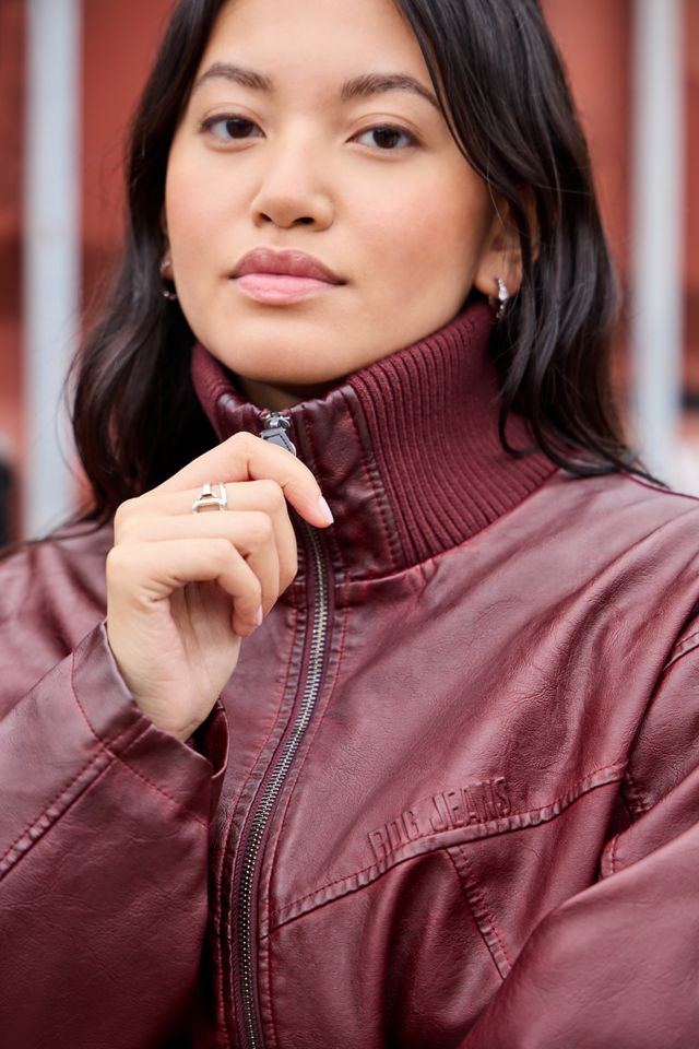 BDG Frances Faux Leather Wadded Bomber Jacket #2