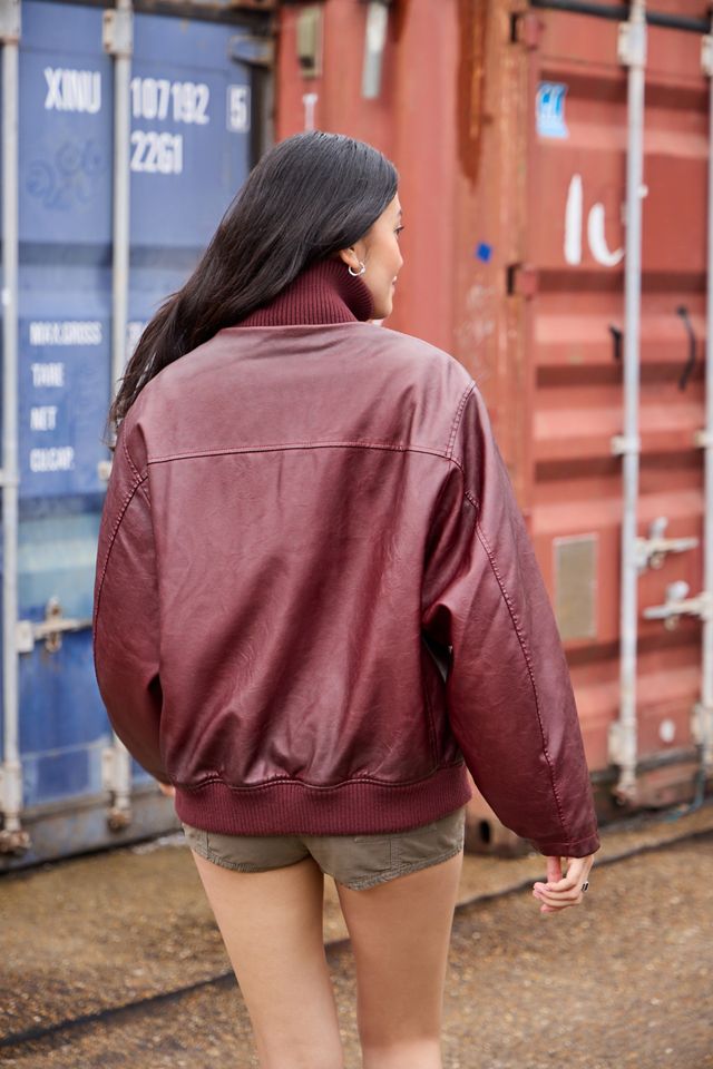 BDG Frances Faux Leather Wadded Bomber Jacket #3