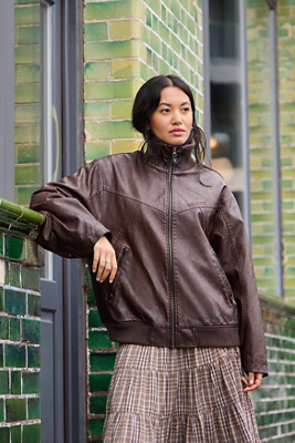 BDG Frances Faux Leather Wadded Bomber Jacket Product Page