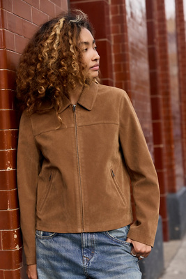BDG Sally Fitted Faux Suede Jacket - Tan L at Urban Outfitters