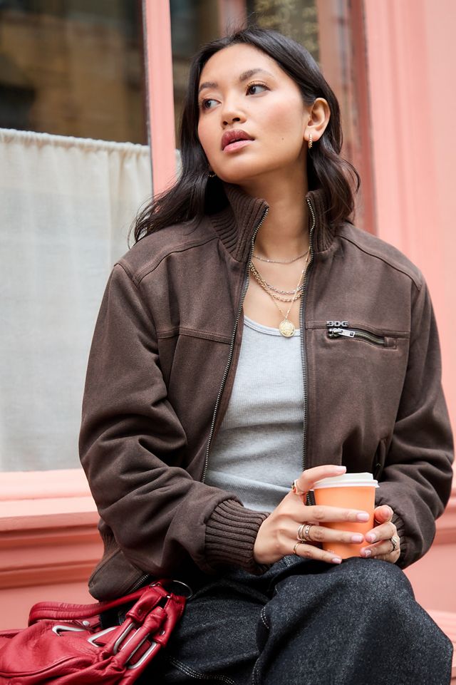 BDG Rueben Faux Suede Bomber Jacket #3