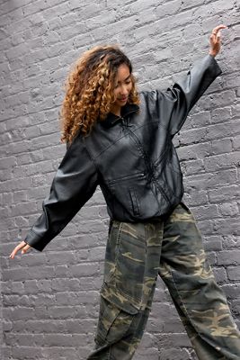 Finta Pelle Scamosciata Giacca Bomber Donna In Finta Pelle Oversize