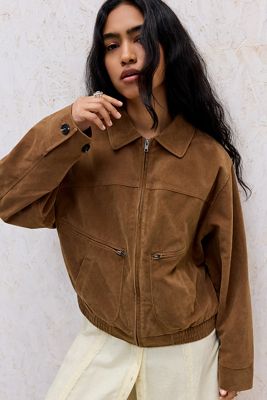 Giacca Bomber Donna In Finta Pelle Scamosciata – Modello Oversize Verde Militare Con Maniche A Pipistrello - 5