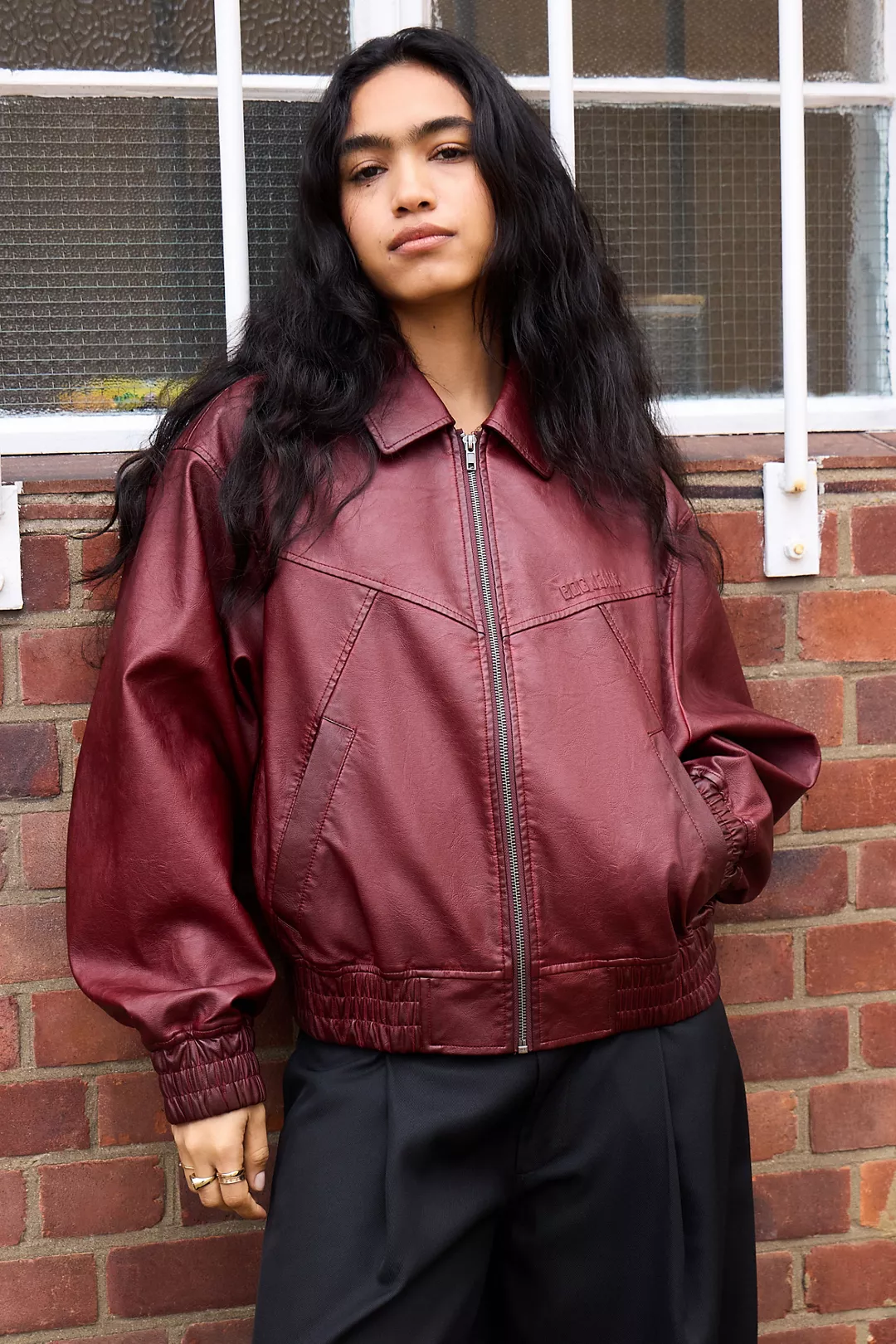 BDG Fern Bomberjacke aus Kunstleder