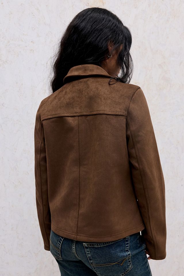 Giacca in finta pelle scamosciata con zip BDG #3