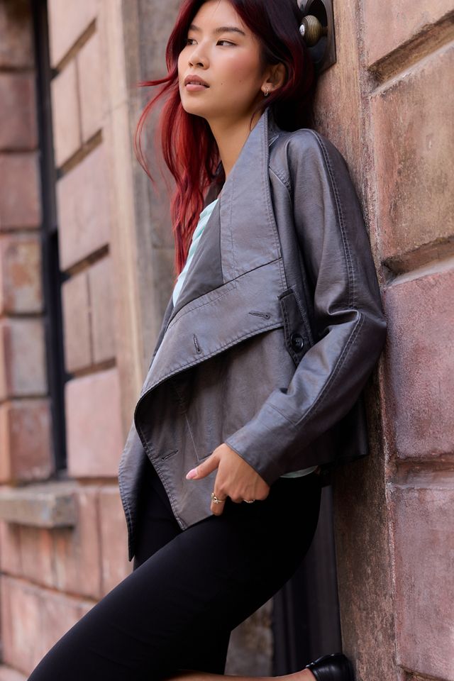 UO Morgan Waterfall Faux Leather Jacket #1