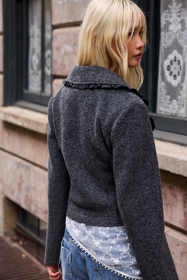 Abrigo de Lana Gris Jayda con Cinturón Kimchi Blue #3
