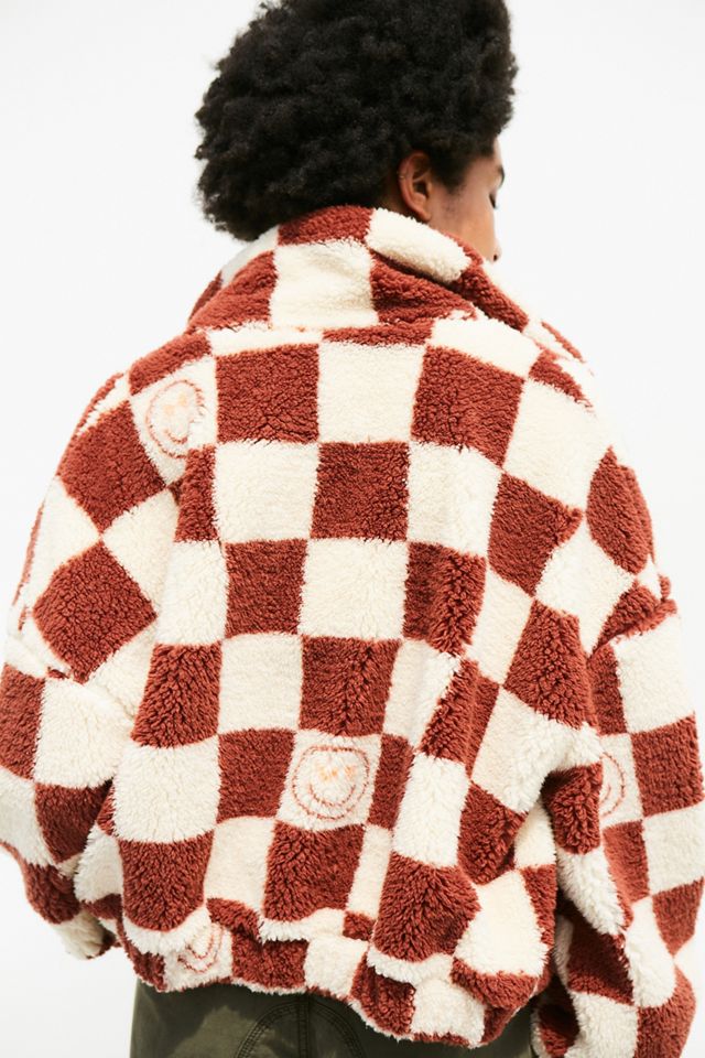 UO Giacca in pile a scacchiera marrone #2