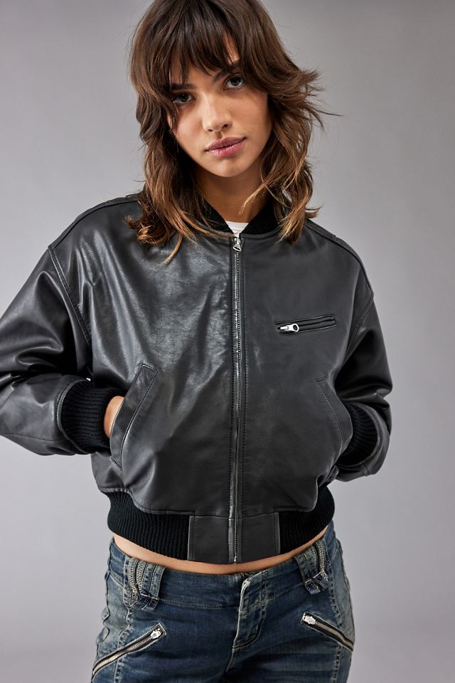 BDG Chaqueta bomber corta de cuero  #2