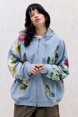 Felpa con Cappuccio BDG Blu Polveroso con Farfalla