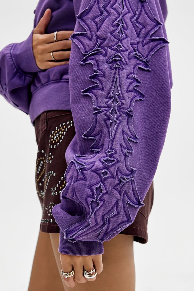 Silence + Noise Applikation Cropped Zip-Through Kapuzenpullover #2