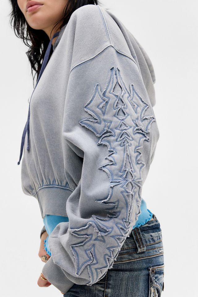 Sudadera con Capucha Corta con Cremallera y Apliqué Silence + Noise #1