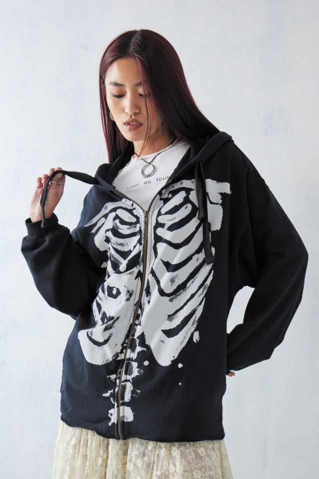 UO Skeleton Zip-Up Sweatshirt