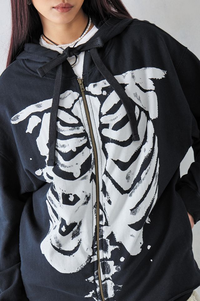 UO Oversized Skeleton Zip-Through Hoodie | Urban Outfitters UK