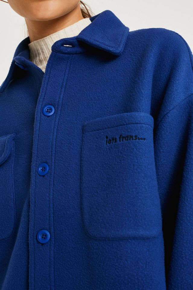 iets frans... Longline Fleece Button-Through Shirt #1