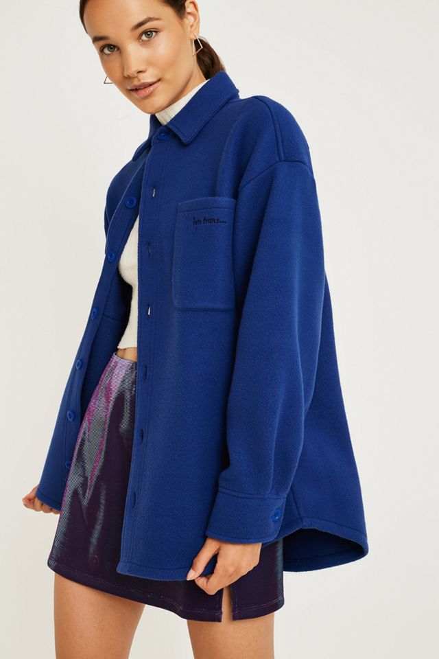 iets frans... Longline Fleece Button-Through Shirt #5
