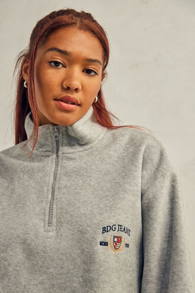 BDG Grey Crest Fleece Mock Neck Sweatshirt #2