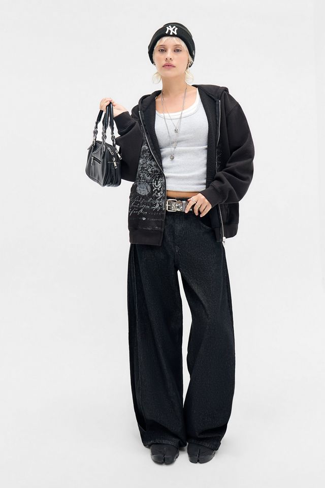 UO Grunge Script Zip-Durch Kapuzenpullover #1