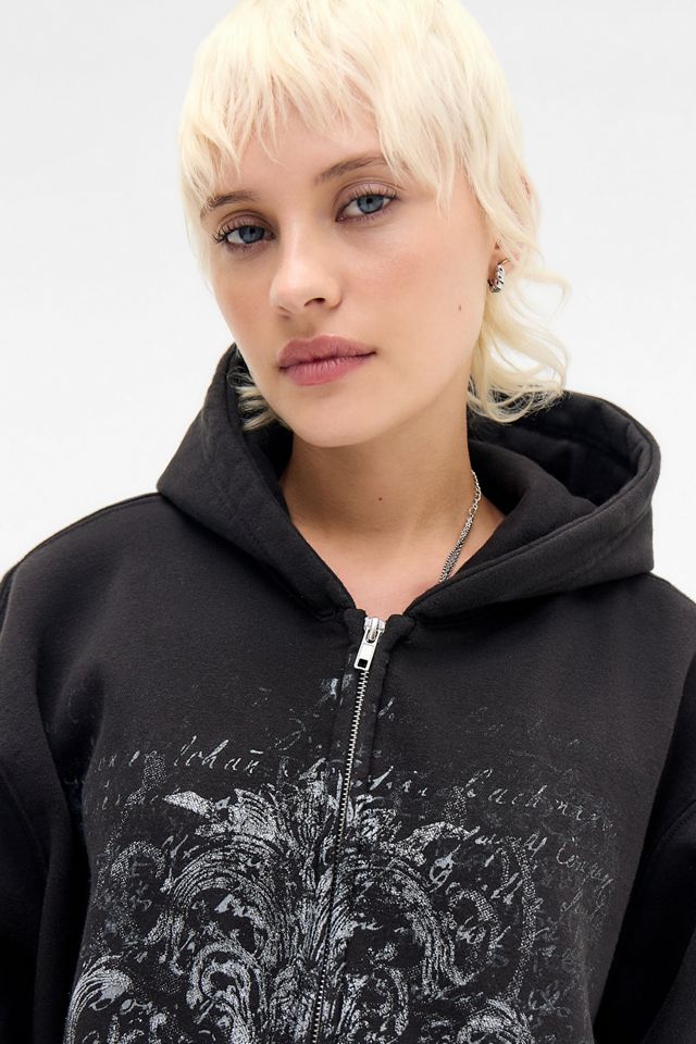UO Grunge Script Zip-Durch Kapuzenpullover #2