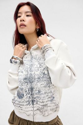 Sweat à capuche zippé UO Grunge Script
