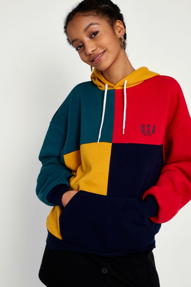 Urban outfitters 2025 color block hoodie