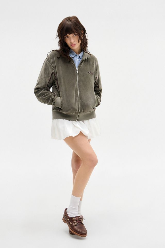 iets frans... Khaki Harri Piped Velour Track Top #1