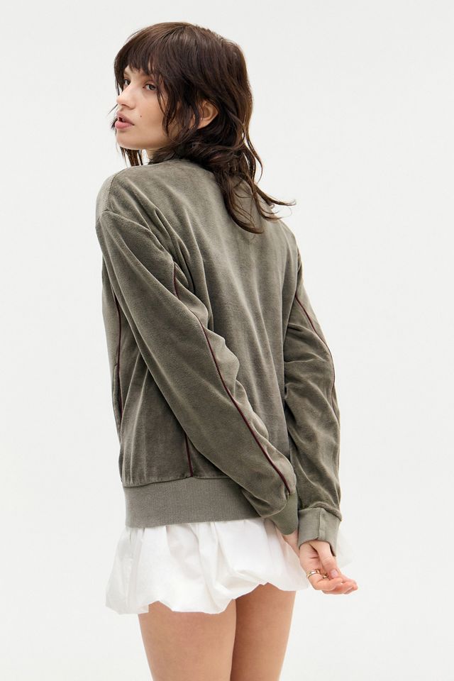 iets frans... Khaki Harri Piped Velour Track Top #3