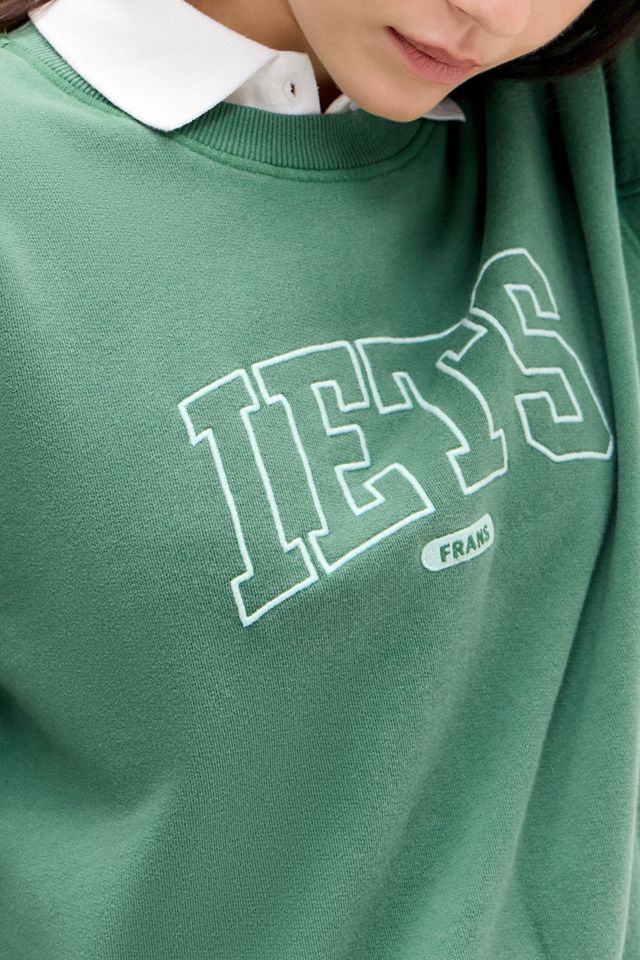 iets frans... Sweat-shirt vert rétréci avec appliqué #2
