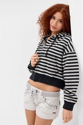 Sweat à capuche court à rayures BDG Easy