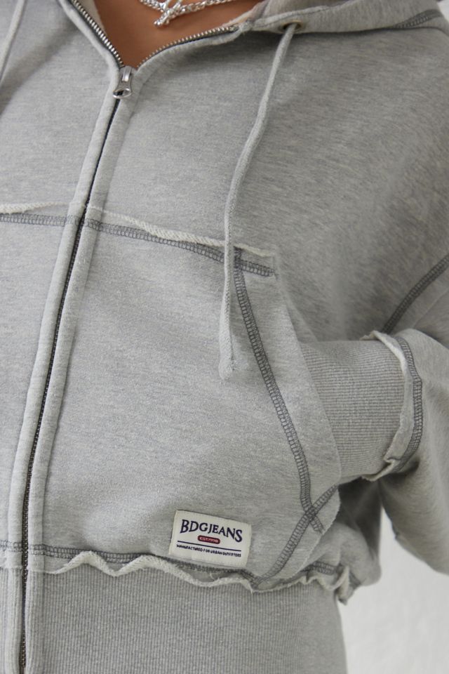 BDG - Sweat à capuche zippé souple gris chiné #2