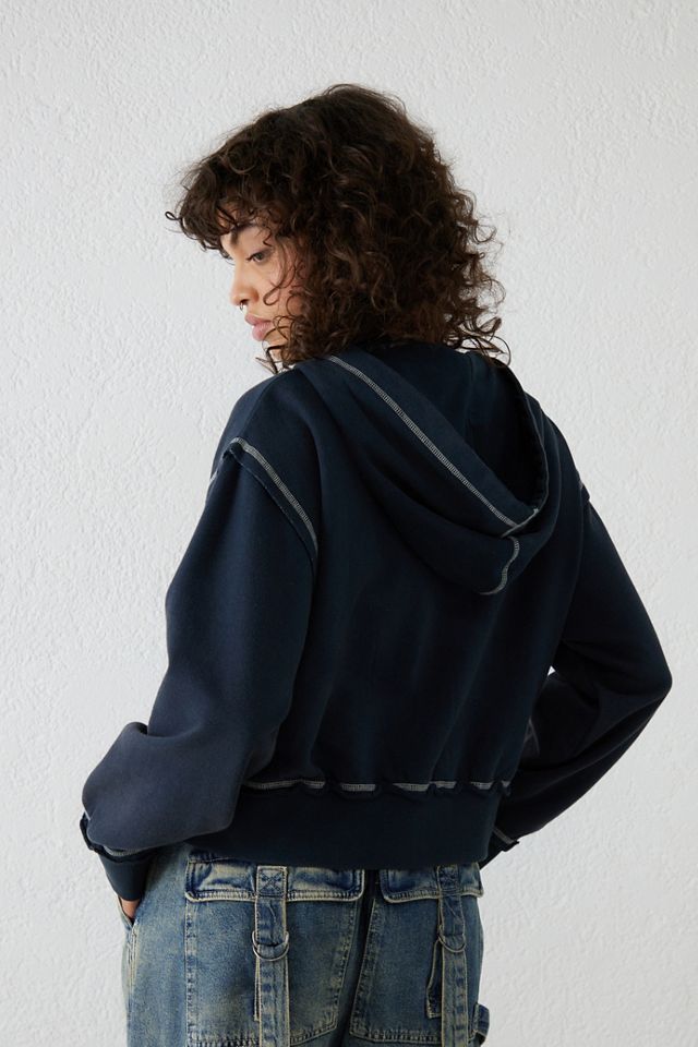 BDG Navy Slouchy Zip-Through Hoodie #3