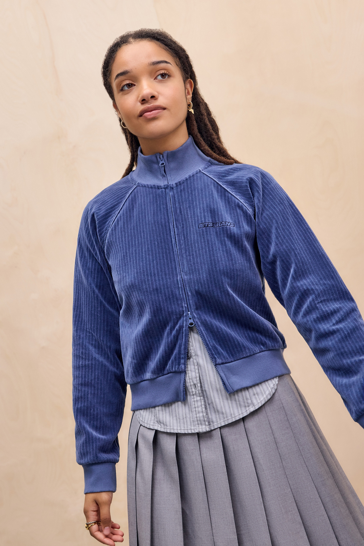 iets frans... Ally Shrunken Velour Corduroy Track Top